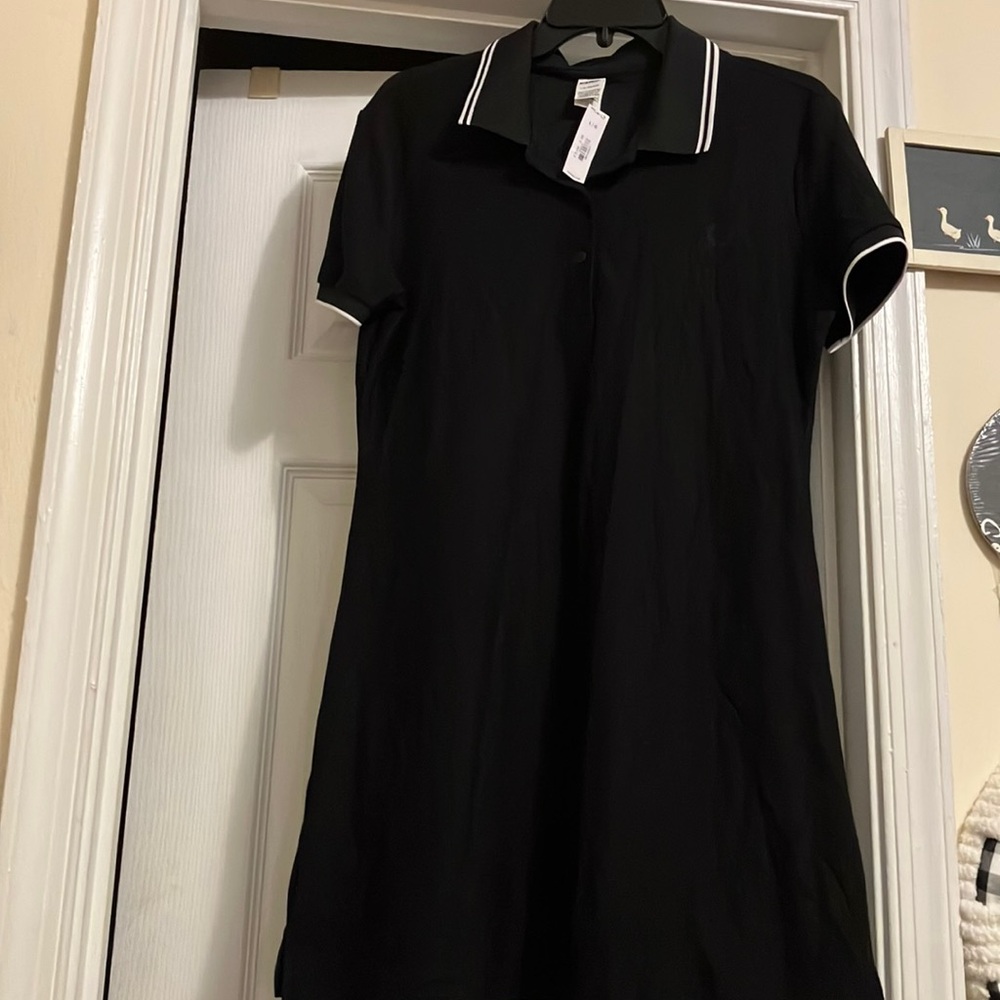 PINK Victoria's Secret Black Polo Collar Short Sleeve Dress